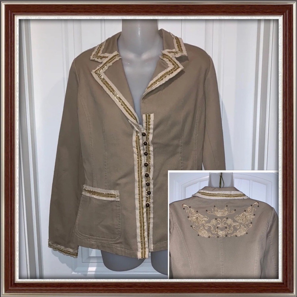 Aziz Khaki Jacket Nwot
